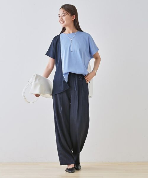 INDIVI / インディヴィ Tシャツ | 【洗える／汗ジミ防止】バイカラー＆アシメヘム Tシャツ | 詳細22