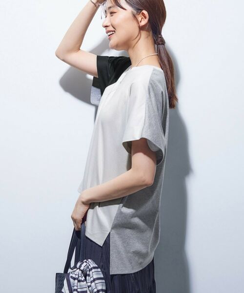 INDIVI / インディヴィ Tシャツ | 【洗える／汗ジミ防止】バイカラー＆アシメヘム Tシャツ | 詳細6