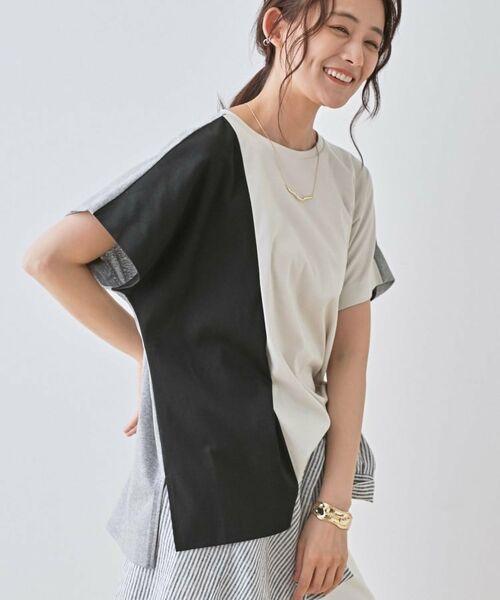 INDIVI / インディヴィ Tシャツ | 【洗える／汗ジミ防止】バイカラー＆アシメヘム Tシャツ | 詳細9