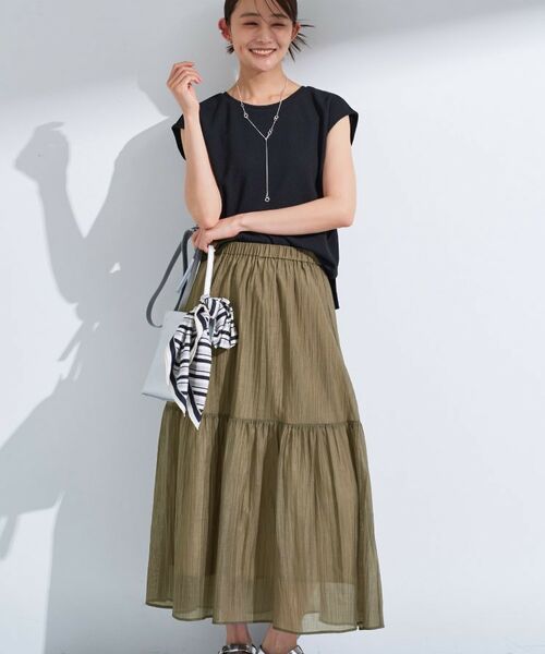 INDIVI / インディヴィ セットアップ | 【2点セット／着回し◎】ノースリーブ＆ティアードスカート カセット服 | 詳細8