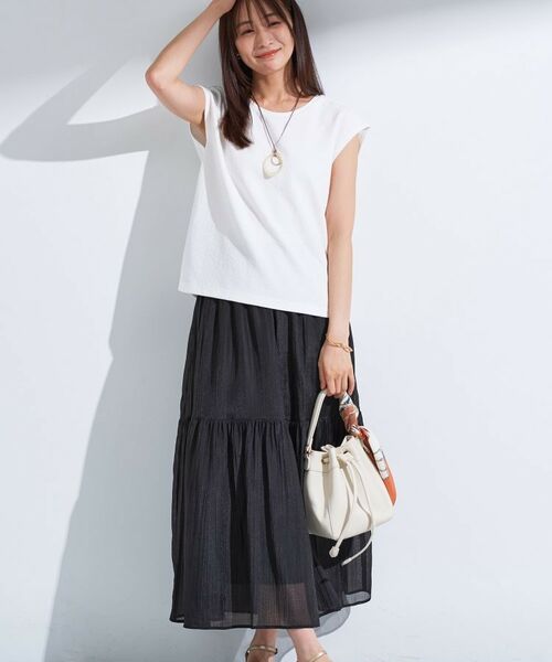 INDIVI/インディヴィ 【2点セット/着回し◎】ノースリーブ&ティアードスカート カセット服 ブラック(519) 13(LL) INDIVI/インディヴィ 【2点セット/着回し◎】ノースリーブ&ティアードスカート カセット服 ブラック(519) 13(LL)