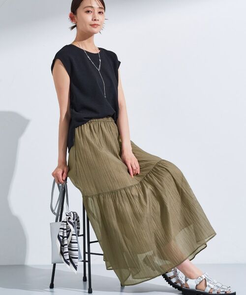 INDIVI/インディヴィ 【2点セット/着回し◎】ノースリーブ&ティアードスカート カセット服 オリーブグリーン(526) 36(S) INDIVI/インディヴィ 【2点セット/着回し◎】ノースリーブ&ティアードスカート カセット服 オリーブグリーン(526) 36(S)