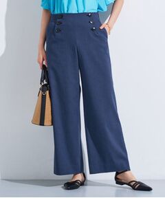 INDIVI / インディヴィ パンツ | 【デニムライク】マリンボタン リネン混ワイドパンツ