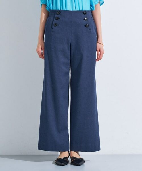 INDIVI / インディヴィ パンツ | 【デニムライク】マリンボタン リネン混ワイドパンツ | 詳細10