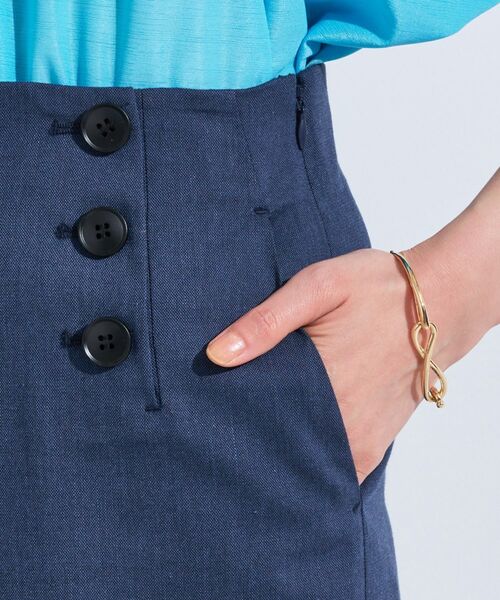 INDIVI / インディヴィ パンツ | 【デニムライク】マリンボタン リネン混ワイドパンツ | 詳細14