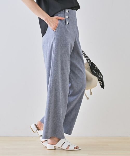 INDIVI / インディヴィ パンツ | 【デニムライク】マリンボタン リネン混ワイドパンツ | 詳細2