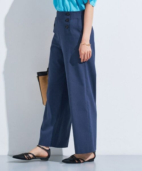 INDIVI / インディヴィ パンツ | 【デニムライク】マリンボタン リネン混ワイドパンツ | 詳細6