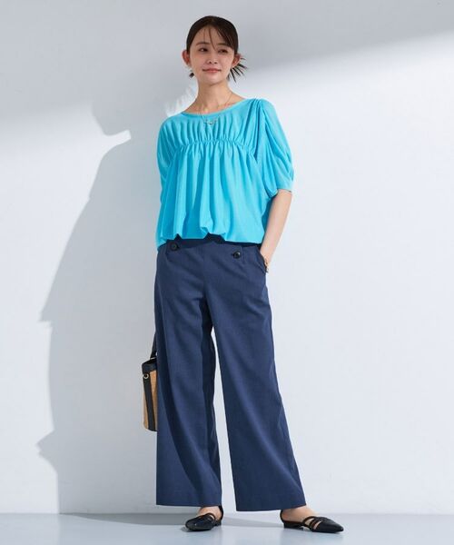 INDIVI / インディヴィ パンツ | 【デニムライク】マリンボタン リネン混ワイドパンツ | 詳細8