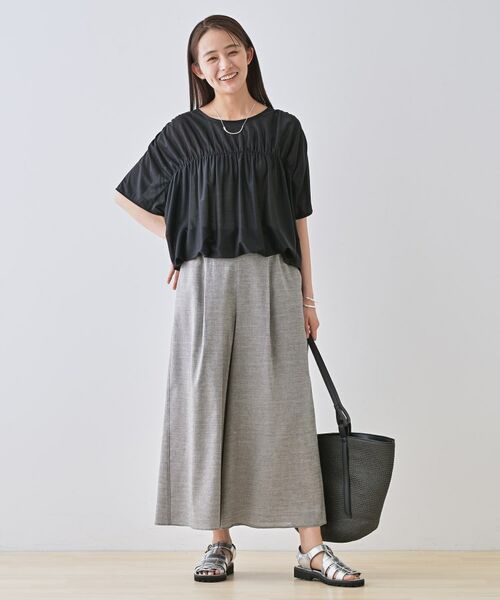 INDIVI / インディヴィ ショート・ハーフ・半端丈パンツ | 【洗える／清涼感◎】ワイドフレアパンツ／スカーチョ | 詳細4