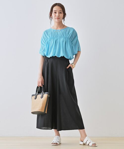 INDIVI / インディヴィ ショート・ハーフ・半端丈パンツ | 【洗える／清涼感◎】ワイドフレアパンツ／スカーチョ | 詳細8