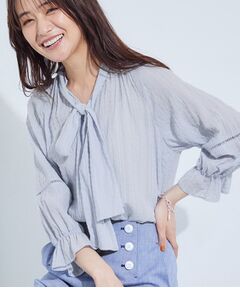 INDIVI / インディヴィ シャツ・ブラウス | 【洗える／シャーリング素材】ボリューム袖エアリーブラウス