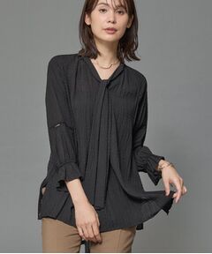 INDIVI / インディヴィ シャツ・ブラウス | 【洗える／シャーリング素材】ボリューム袖エアリーブラウス