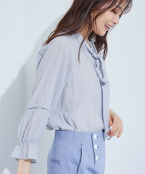 INDIVI / インディヴィ シャツ・ブラウス | 【洗える/シャーリング素材】ボリューム袖エアリーブラウス | 詳細12