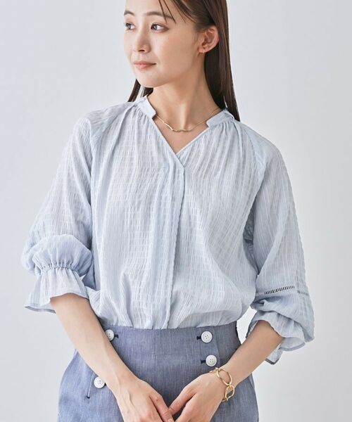 INDIVI / インディヴィ シャツ・ブラウス | 【洗える/シャーリング素材】ボリューム袖エアリーブラウス | 詳細14