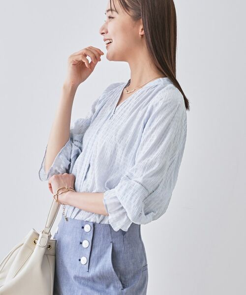INDIVI / インディヴィ シャツ・ブラウス | 【洗える/シャーリング素材】ボリューム袖エアリーブラウス | 詳細15