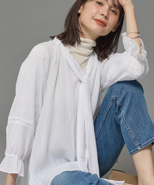 INDIVI / インディヴィ シャツ・ブラウス | 【洗える/シャーリング素材】ボリューム袖エアリーブラウス | 詳細2
