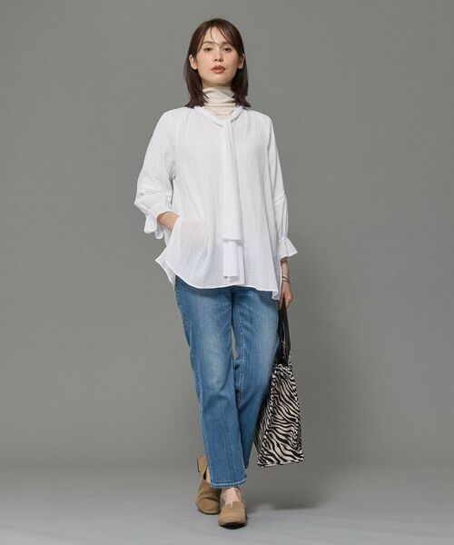 INDIVI / インディヴィ シャツ・ブラウス | 【洗える/シャーリング素材】ボリューム袖エアリーブラウス | 詳細3