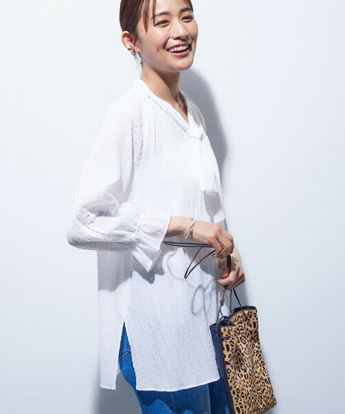 INDIVI / インディヴィ シャツ・ブラウス | 【洗える/シャーリング素材】ボリューム袖エアリーブラウス | 詳細4