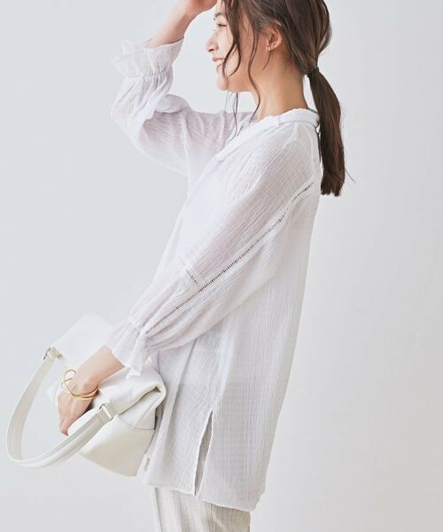 INDIVI / インディヴィ シャツ・ブラウス | 【洗える/シャーリング素材】ボリューム袖エアリーブラウス | 詳細7
