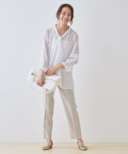 INDIVI / インディヴィ シャツ・ブラウス | 【洗える/シャーリング素材】ボリューム袖エアリーブラウス | 詳細9