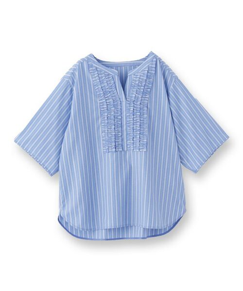 INDIVI / インディヴィ シャツ・ブラウス | 【洗える】胸元タックフリルブラウス | 詳細1