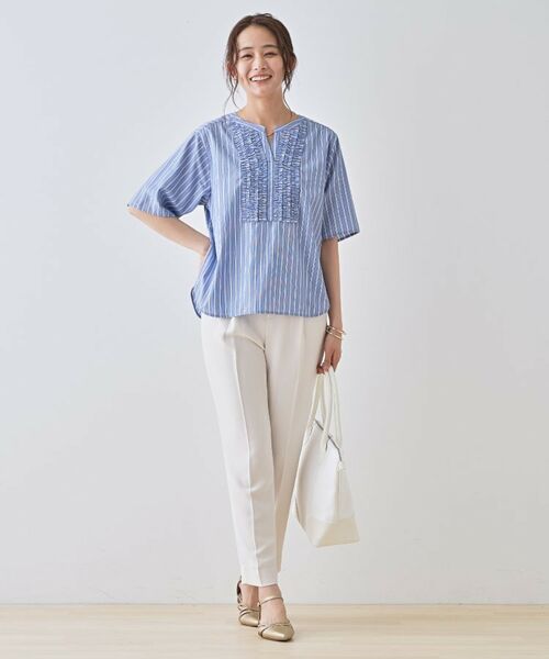 INDIVI / インディヴィ シャツ・ブラウス | 【洗える】胸元タックフリルブラウス | 詳細18