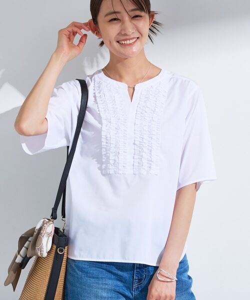 INDIVI / インディヴィ シャツ・ブラウス | 【洗える】胸元タックフリルブラウス | 詳細2