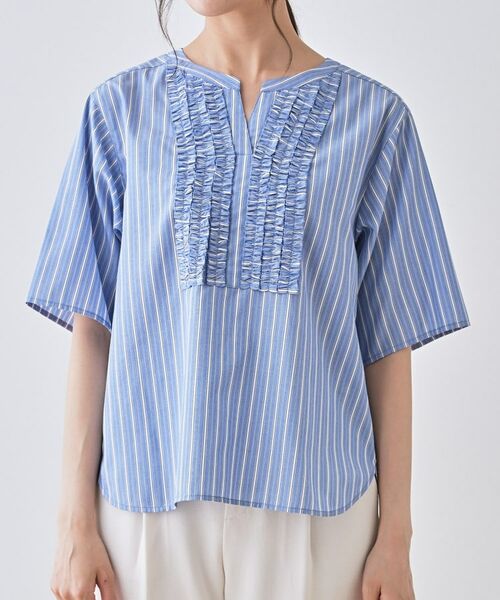 INDIVI / インディヴィ シャツ・ブラウス | 【洗える】胸元タックフリルブラウス | 詳細21