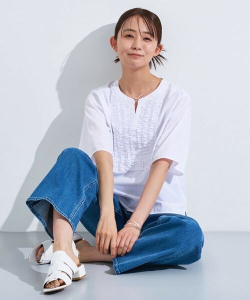 INDIVI / インディヴィ シャツ・ブラウス | 【洗える】胸元タックフリルブラウス | 詳細3