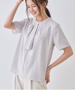 INDIVI / インディヴィ シャツ・ブラウス | 【洗える／UVケア】幾何学柄＆無地ボウタイブラウス