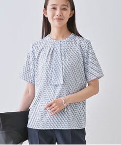 INDIVI / インディヴィ シャツ・ブラウス | 【洗える／UVケア】幾何学柄＆無地ボウタイブラウス