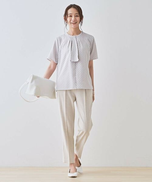 INDIVI / インディヴィ シャツ・ブラウス | 【洗える／UVケア】幾何学柄＆無地ボウタイブラウス | 詳細11