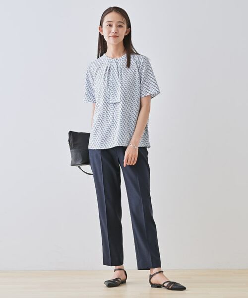 INDIVI / インディヴィ シャツ・ブラウス | 【洗える／UVケア】幾何学柄＆無地ボウタイブラウス | 詳細15