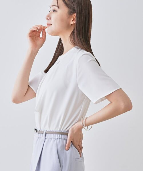 INDIVI / インディヴィ シャツ・ブラウス | 【洗える／UVケア】幾何学柄＆無地ボウタイブラウス | 詳細2