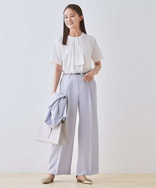 INDIVI / インディヴィ シャツ・ブラウス | 【洗える／UVケア】幾何学柄＆無地ボウタイブラウス | 詳細3