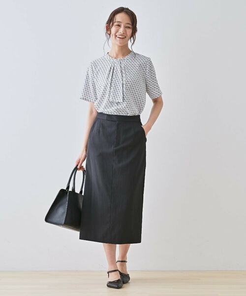 INDIVI / インディヴィ シャツ・ブラウス | 【洗える／UVケア】幾何学柄＆無地ボウタイブラウス | 詳細7