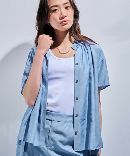 INDIVI / インディヴィ シャツ・ブラウス | 【日本製/SETUP可能】ソフトダンガリーブラウス(サックスブルー(090))