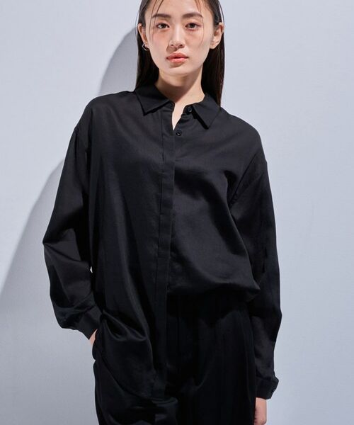 INDIVI / インディヴィ シャツ・ブラウス | 【日本製/SETUP可能】ガーゼ素材ブラウス(ブラック(019))