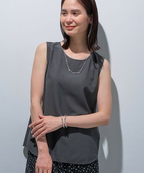 INDIVI/インディヴィ 【インナーとしても活躍！／SETUP可能】ジョーゼット ノースリーブトップス チャコールグレー(013) 05(XXS)