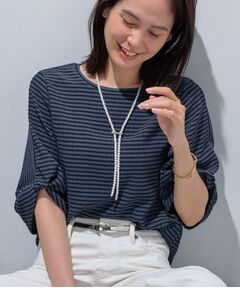 INDIVI / インディヴィ カットソー | 【UVケア／吸汗速乾】凹凸素材ねじり袖トップス