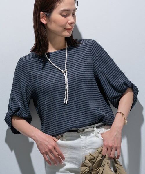 INDIVI / インディヴィ カットソー | 【UVケア/吸汗速乾】凹凸素材ねじり袖トップス | 詳細10