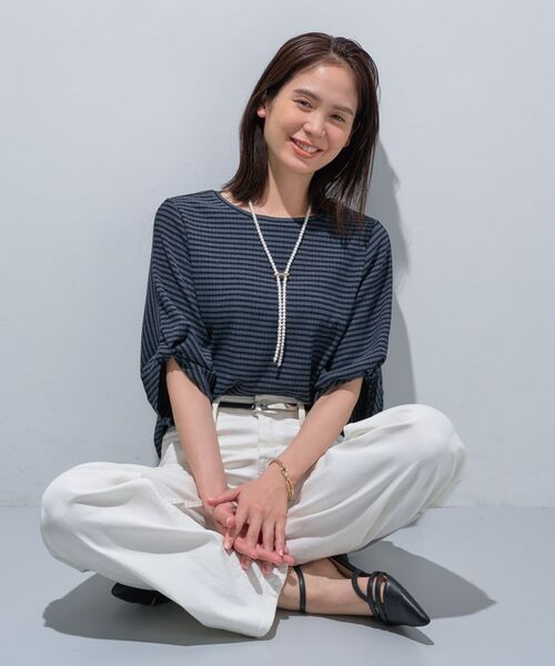 INDIVI / インディヴィ カットソー | 【UVケア/吸汗速乾】凹凸素材ねじり袖トップス | 詳細12