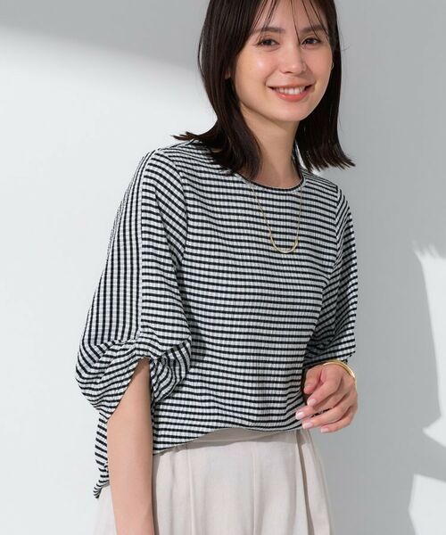 INDIVI / インディヴィ カットソー | 【UVケア/吸汗速乾】凹凸素材ねじり袖トップス | 詳細14