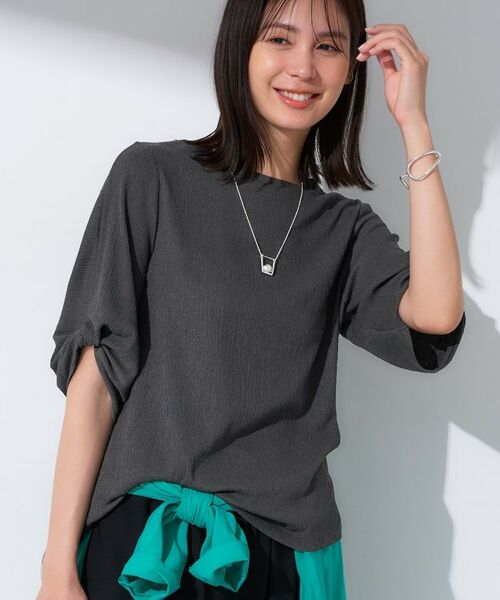 INDIVI / インディヴィ カットソー | 【UVケア/吸汗速乾】凹凸素材ねじり袖トップス | 詳細2