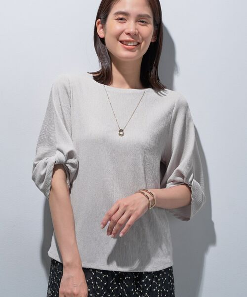 INDIVI / インディヴィ カットソー | 【UVケア/吸汗速乾】凹凸素材ねじり袖トップス | 詳細6