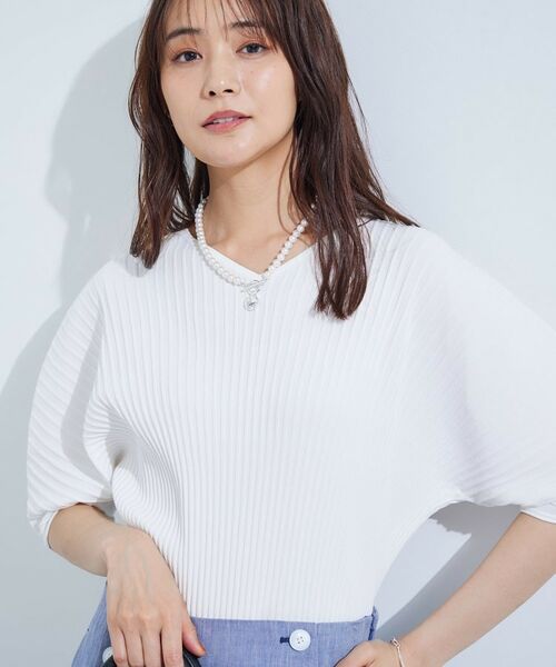 INDIVI / インディヴィ カットソー | 【二の腕カバー/スタイルアップ】ドライタッチストレッチニット | 詳細2