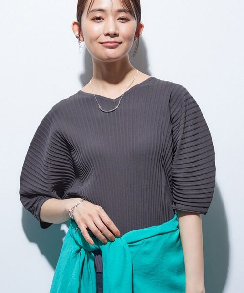 INDIVI / インディヴィ カットソー | 【二の腕カバー/スタイルアップ】ドライタッチストレッチニット | 詳細6