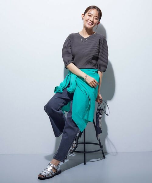 INDIVI / インディヴィ カットソー | 【二の腕カバー/スタイルアップ】ドライタッチストレッチニット | 詳細8