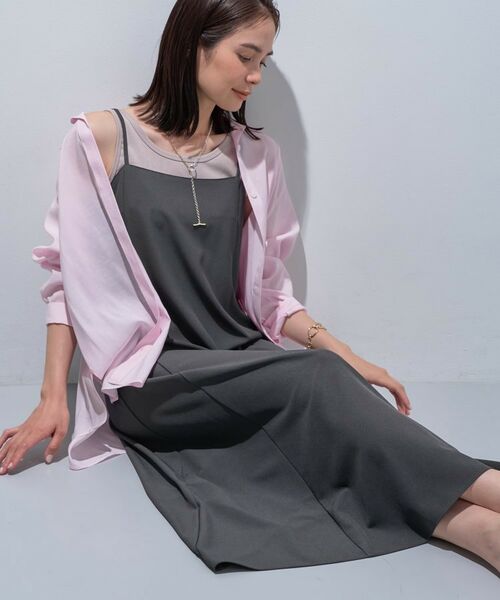 INDIVI/インディヴィ ＜秋SALE！＞【UVケア】エアリージョーゼット キャミワンピース チャコールグレー(013) 38(M)