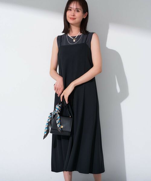 INDIVI/インディヴィ ＜秋SALE！＞【UVケア】エアリージョーゼット キャミワンピース ブラック(019) 13(LL)